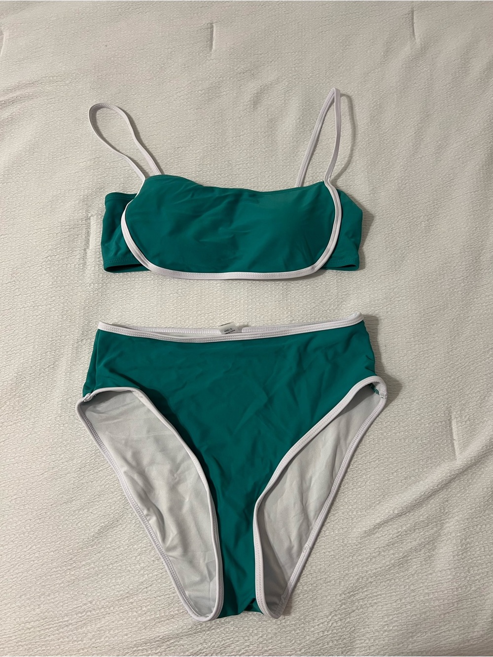 Amazon Teal Bikini Set with White Trim